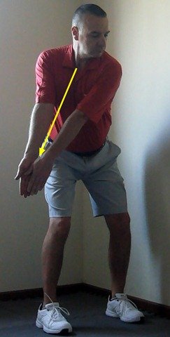 Golf Takeaway: Hands stay directly in front of sternum throughout